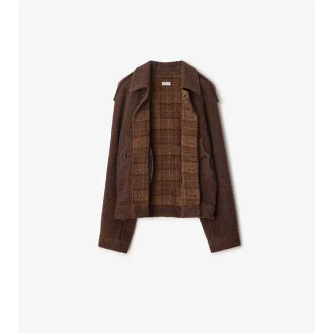 Chaqueta con bufanda desmontable de mezcla de lana Chaqueta con bufanda desmontable de mezcla de lana