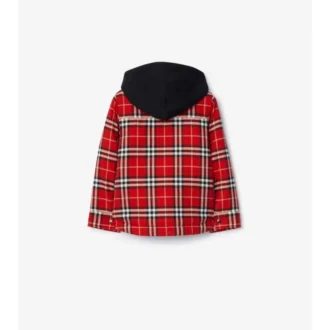 Chaqueta con capucha de algodón a cuadros