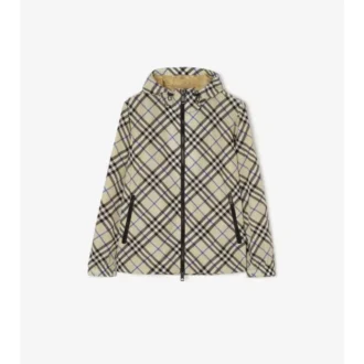 Chaqueta con capucha de nailon a cuadros
