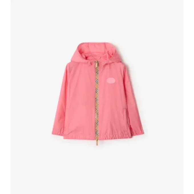 Chaqueta con capucha de nailon con cinta a cuadros Chaqueta con capucha de nailon con cinta a cuadros