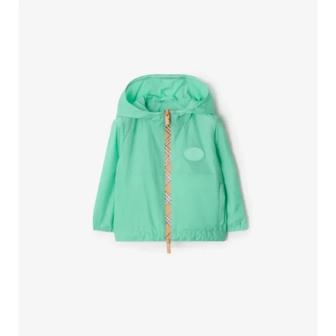 Chaqueta con capucha de nailon con cinta a cuadros Chaqueta con capucha de nailon con cinta a cuadros