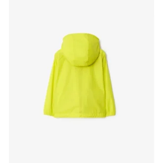 Chaqueta con capucha de nailon con cinta a cuadros