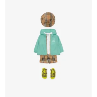Chaqueta con capucha de nailon con cinta a cuadros