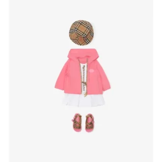 Chaqueta con capucha de nailon con cinta a cuadros