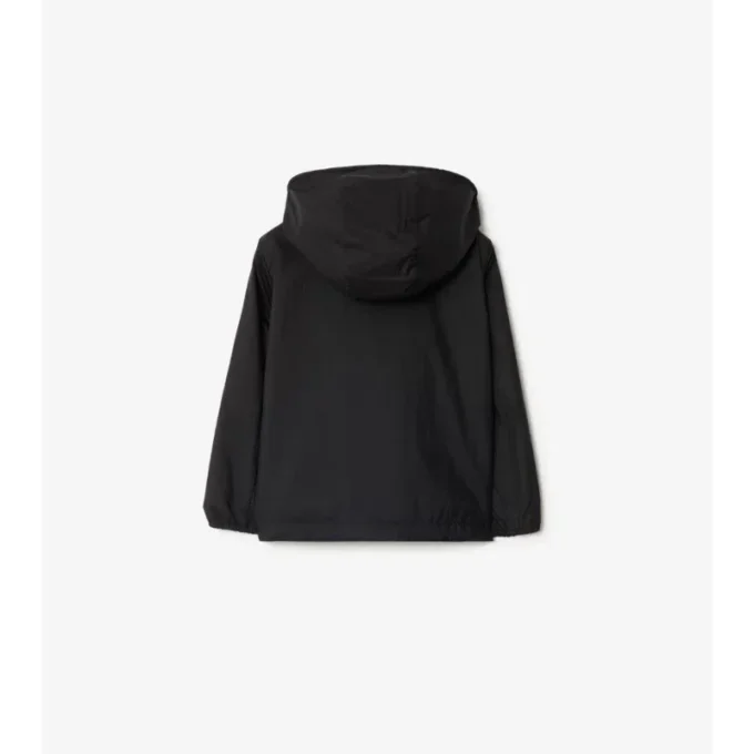 Chaqueta con capucha de nailon con cinta a cuadros Chaqueta con capucha de nailon con cinta a cuadros