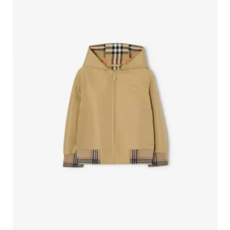Chaqueta con capucha y ribetes de cuadros Chaqueta con capucha y ribetes de cuadros