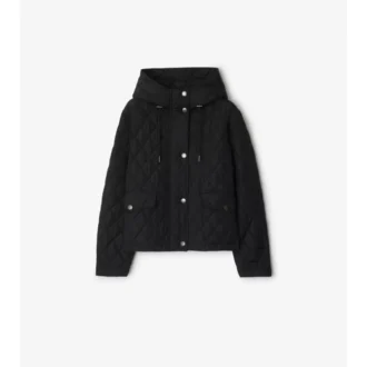 Chaqueta corta acolchada de nylon con capucha Chaqueta corta acolchada de nylon con capucha