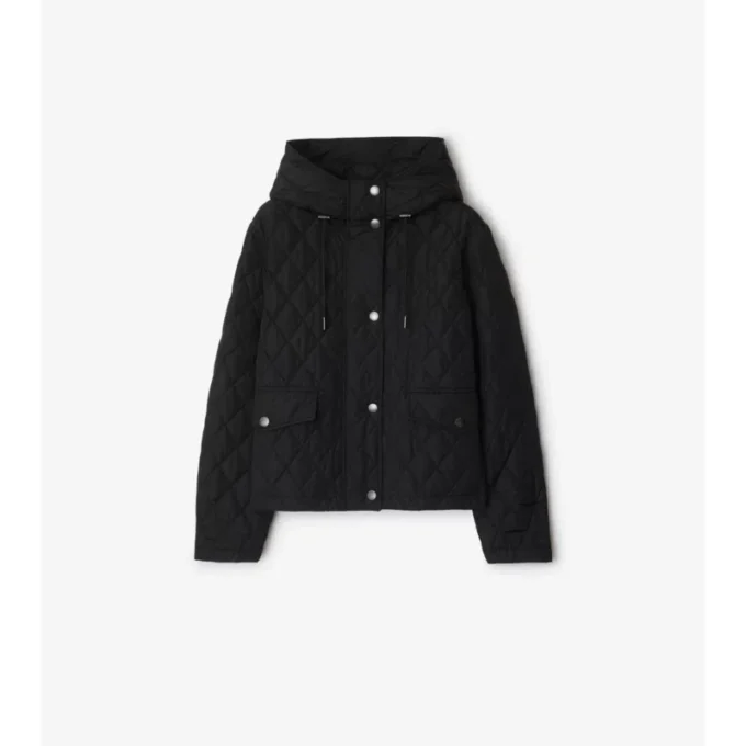 Chaqueta corta acolchada de nylon con capucha