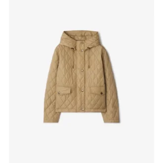Chaqueta corta acolchada de nylon con capucha Chaqueta corta acolchada de nylon con capucha
