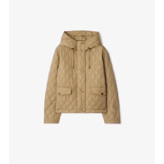 Chaqueta corta acolchada de nylon con capucha Chaqueta corta acolchada de nylon con capucha