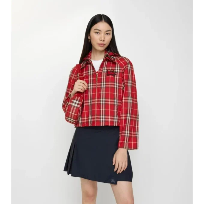 Chaqueta corta con capucha Newcott a cuadros
