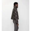 Chaqueta corta de algodón acolchado con estampado de cuadros