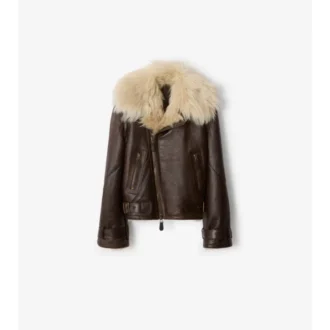 Chaqueta de aviador corta de piel de oveja