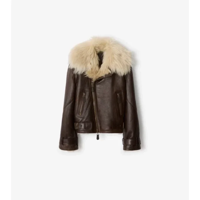 Chaqueta de aviador corta de piel de oveja