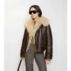 Chaqueta de aviador corta de piel de oveja