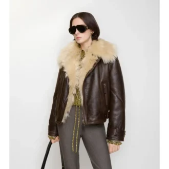 Chaqueta de aviador corta de piel de oveja