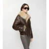 Chaqueta de aviador corta de piel de oveja