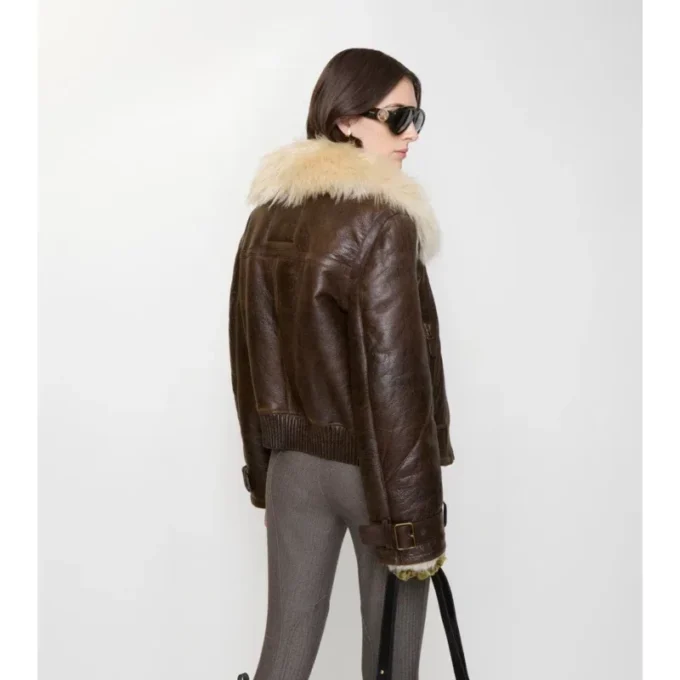 Chaqueta de aviador corta de piel de oveja