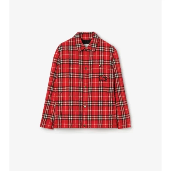 Chaqueta de franela de lana acolchada con estampado de cuadros Chaqueta de franela de lana acolchada con estampado de cuadros