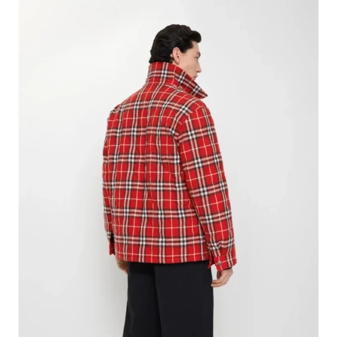 Chaqueta de franela de lana acolchada con estampado de cuadros Chaqueta de franela de lana acolchada con estampado de cuadros