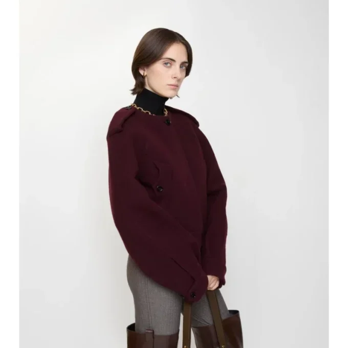Chaqueta de lana con pañuelo desmontable Chaqueta de lana con pañuelo desmontable