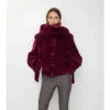 Chaqueta de piel de oveja con bufanda desmontable Chaqueta de piel de oveja con bufanda desmontable