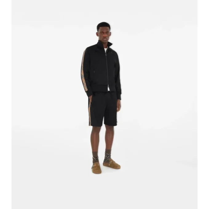 Chaqueta deportiva de mezcla de algodón con ribetes de cuadros