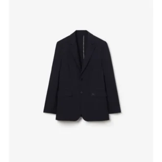 Chaqueta entallada de algodón y lino con efecto seersucker