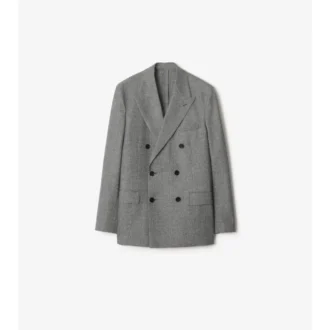 Chaqueta entallada de lana con estampado de cuadros Puppytooth