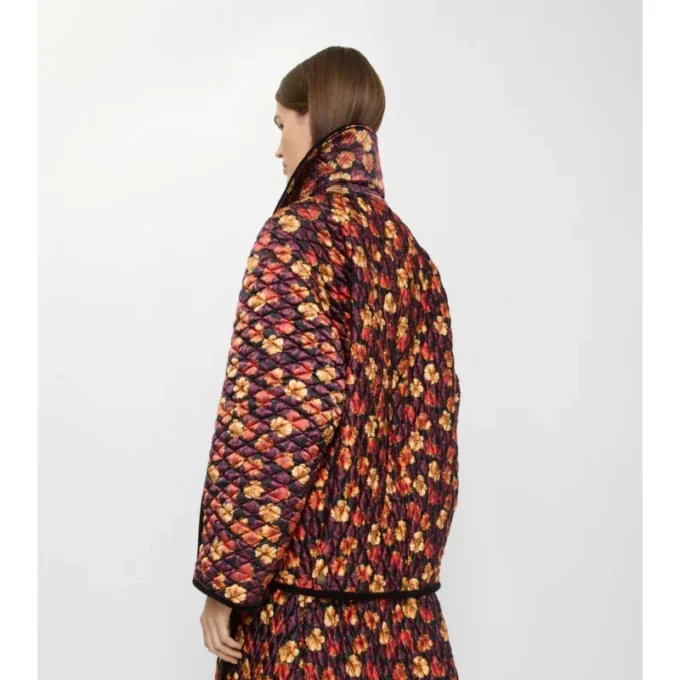 Chaqueta Floriston de nailon acolchado con estampado de hojas de geranio Chaqueta Floriston de nailon acolchado con estampado de hojas de geranio
