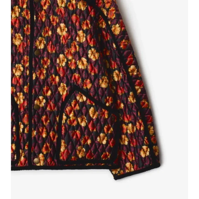 Chaqueta Floriston de nailon acolchado con estampado de hojas de geranio Chaqueta Floriston de nailon acolchado con estampado de hojas de geranio