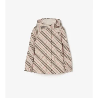 Chaqueta reversible a cuadros con capucha