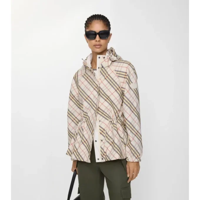 Chaqueta reversible a cuadros con capucha
