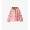 Chaqueta reversible con capucha de nailon a cuadros