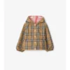 Chaqueta reversible con capucha de nailon a cuadros