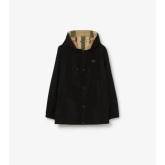 Chaqueta reversible con capucha y estampado de cuadros