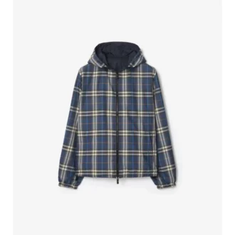 Chaqueta reversible con capucha y estampado de cuadros
