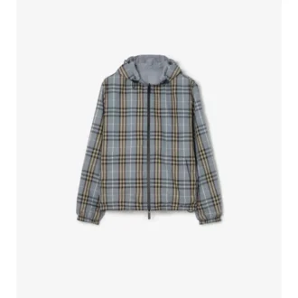 Chaqueta reversible con capucha y estampado de cuadros