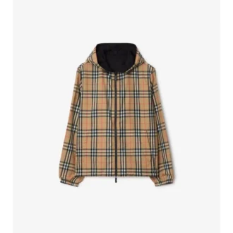 Chaqueta reversible con capucha y estampado de cuadros