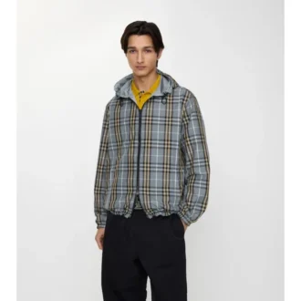 Chaqueta reversible con capucha y estampado de cuadros