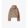 Chaqueta reversible corta con capucha y estampado de cuadros Chaqueta reversible corta con capucha y estampado de cuadros