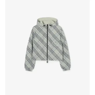 Chaqueta reversible corta con estampado de cuadros