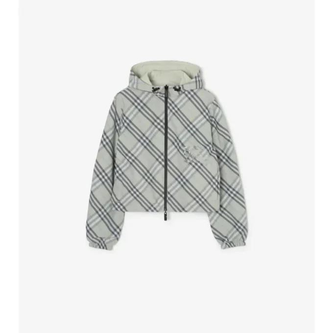 Chaqueta reversible corta con estampado de cuadros