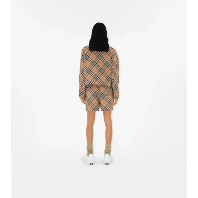 Chaqueta reversible corta con estampado de cuadros