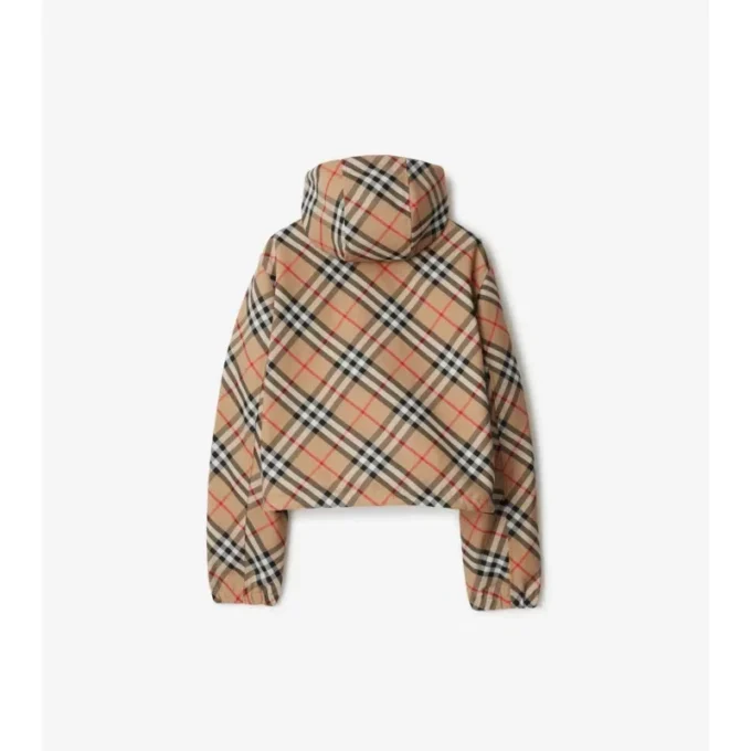 Chaqueta reversible corta con estampado de cuadros