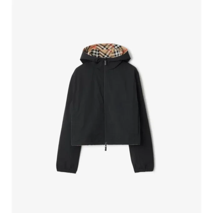 Chaqueta reversible corta con estampado de cuadros