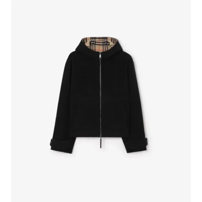 Chaqueta reversible de lana con capucha Chaqueta reversible de lana con capucha