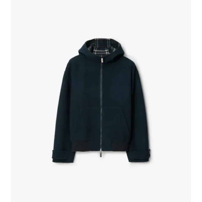 Chaqueta reversible de lana con capucha