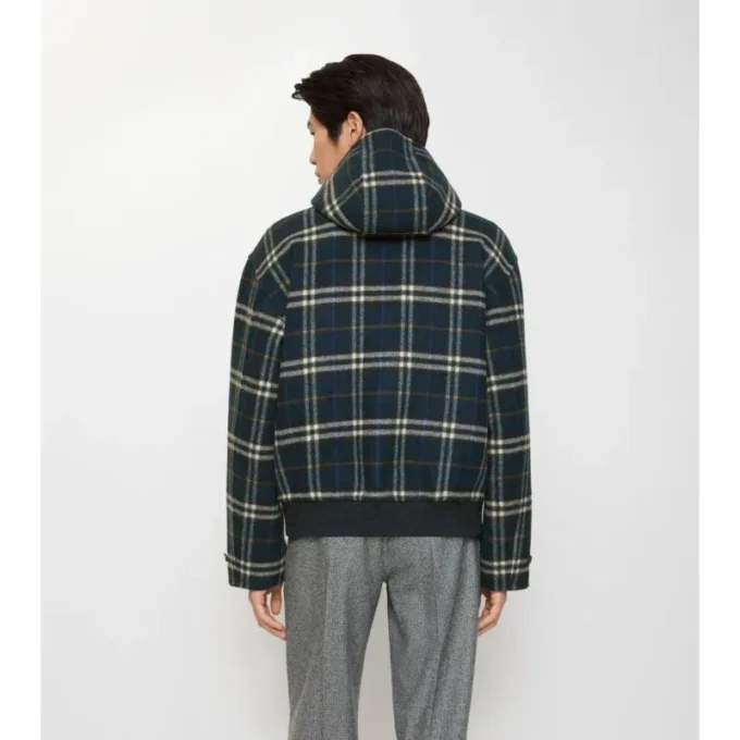 Chaqueta reversible de lana con capucha