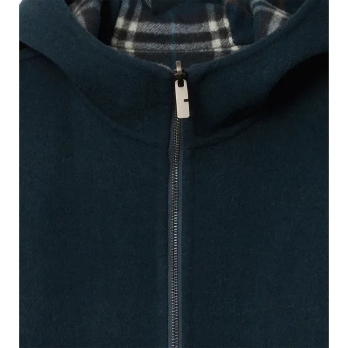 Chaqueta reversible de lana con capucha